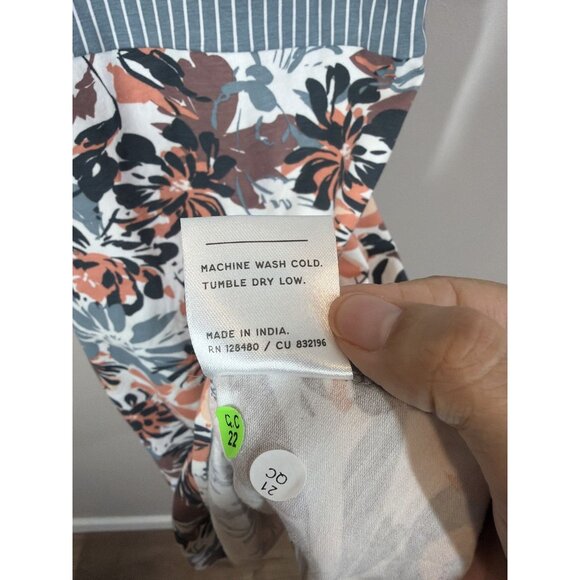 Pact Blue Striped Floral Fit & Flare Strappy Mini Dress Organic Cotton Size XL - Picture 4 of 8